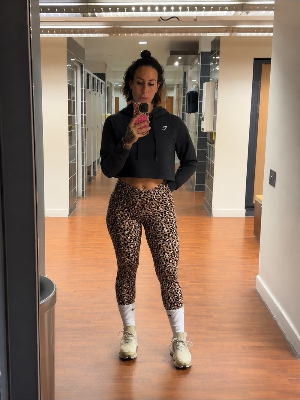 Gymshark Black Cropped Hoodie with Logo